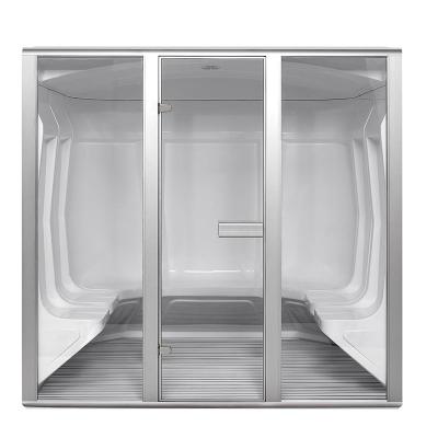 China Indoor Aluminum Composite Computer Control Panel 5 Person Plate Sauna Room With 9 KW Steam Generator And Decorating Tempered Glass for sale