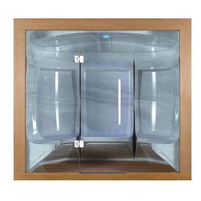 China High Quality Indoor Acrylic Computer Control Panel 5 Person Sauna Room With 9 KW Steam Generator And Decorate Tempered Glass for sale