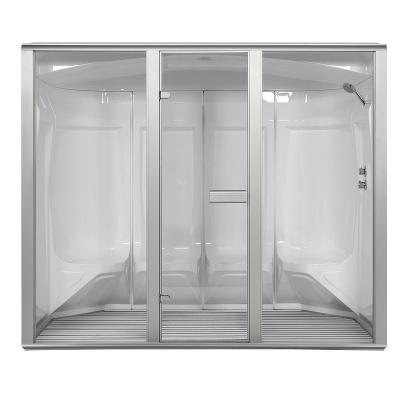 China High Quality Computer Control Panel 4 Person Dish Indoor Aluminum Composite Sauna Room With 9 KW Steam Generator And Decorating Tempered Glass for sale