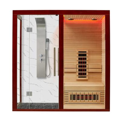 China Computer Control Panel 4~5 Person Red Cedar/Hemlock Indoor Steam Sauna Room With 3 Group Far Infrared Carbon Heater for sale