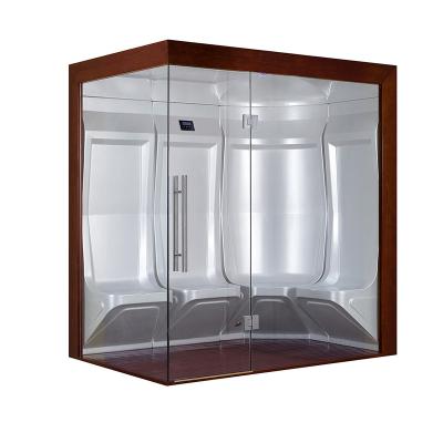 China Computer control panel 2 person new style indoor acrylic sauna room with 6 KW steam generator and decorate tempered glass for sale