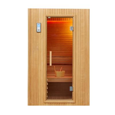 China Mini Computer Control Panel 1 Person Sauna Room Red Cedar Hemlock Sauna Luxury Dry Room With 3 KW Stove for sale