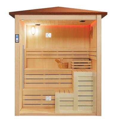 China Computer Control Panel 4~5 Person Garden Outdoor Gazebo Sauna Wooden Room Decorate Hemlock Outer And White Poplar Wood Exterior for sale