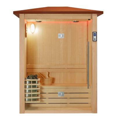 China Computer Control Panel 4 Person Garden Outdoor Gazebo Sauna Wooden Room Decorate Hemlock Outer And White Poplar Wood Exterior for sale