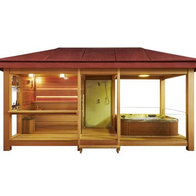 China Outdoor Computer Control Panel Garden Gazebo Large Sauna Room Decorate Red Cedar And Colorful Lamp, Lighting Lamp And Spotlight for sale