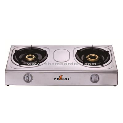 China Cheapest YG-G2091 Foshan Hotel Table Stainless Steel Gas Stove with Flame Brass Burner for sale