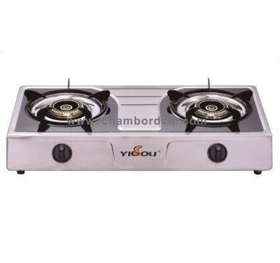 China YG-G2044 Hotel Kitchen Tabletop Stainless Steel 2 Burner Stove With Gold Steel Burner for sale