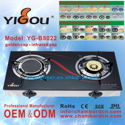 China YG-B8022 gas cooktop sunflame top grills/ceramic/glass burner ceramic gas stove for sale