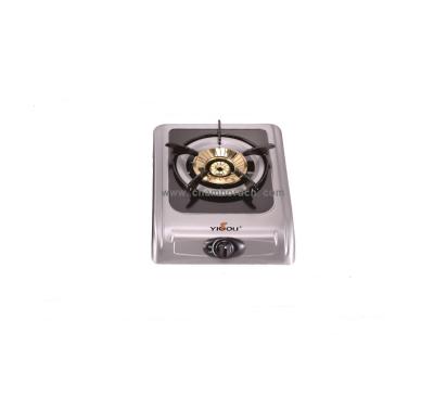 China Cast iron hotel stainless steel table gas cooktop single burner with flame brass cover for sale