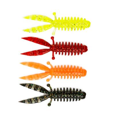 China 1.5g Shrimp Soft Lure Bait Freshwater Plastic Artificial Split Tail Plastic Soft Wobbler Bait Bass Building Lure for sale