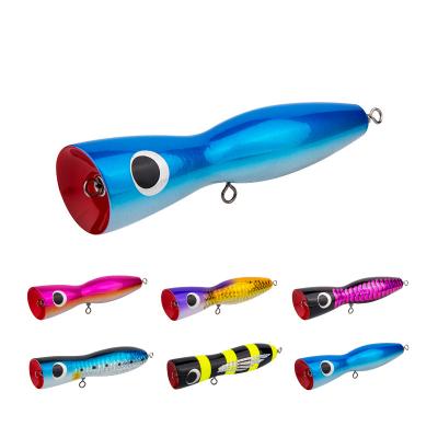 China Wood Boat Fishing Wood Lure Bait Saltwater Wooden Popper Wobbler Jigging Jigs for sale