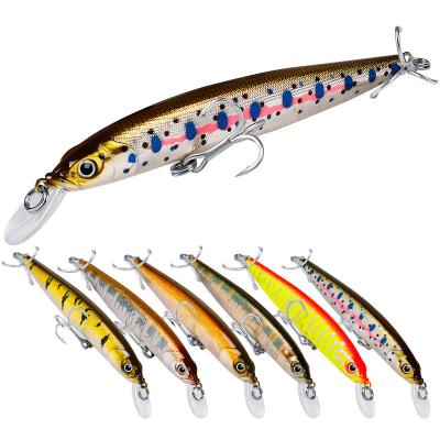 China Plastic 10.5g 110F Artificial Sinking Plastic Minnow Fishing Lure With VMC Treble Hooks for sale