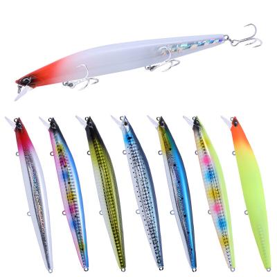 China Plastic 23g Floating Hard Minnow Fishing Lure Long Minnow Bass Lure Bait With Center Of Gravity Transfer for sale