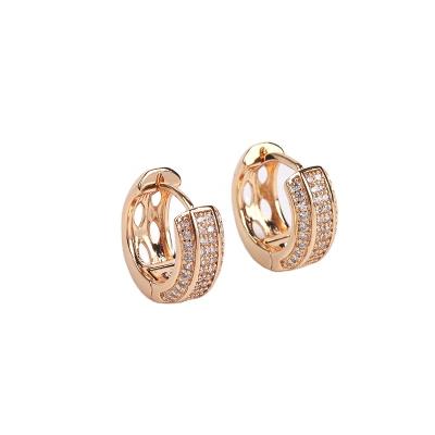 China Wholesale FASHIONABLE FACEINS Earrings Women Copper Earrings Champagne Gold Zircon Huggies Earrings 2021 for sale