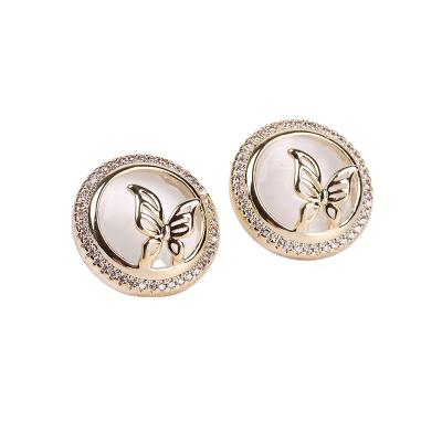 China Wholesale FASHIONABLE Butterfly Earring Opal Stud Earrings Women Gold Plated Copper Earrings for sale