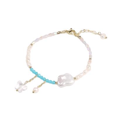 China FASHIONABLE Butterfly Natural Pearl FACEINS Bracelets &Bangles Dangling Women Crystal Bracelet for sale