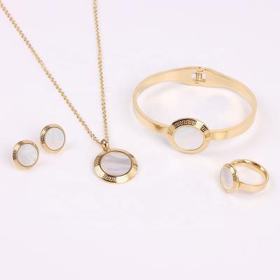 China FASHIONABLE FACEINS Pearlescent Jewelry Set Women Stainless Steel Jewelry Set Elegant Gold Jewelry Set for sale