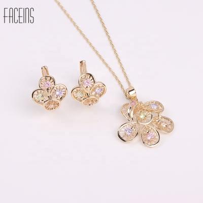 China Wholesale FASHIONABLE Women Jewelry Set Zircon Circle Earrings Necklace Set Flower Jewelry Set For Party for sale