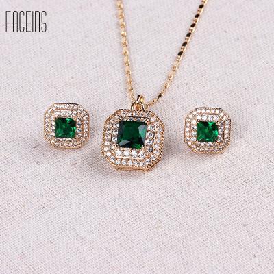 China Wholesale CLASSIC Retro Pyramid Zircon Jewelry Set Copper Jewelry Set Bridal Champagne Gold Plated Jewelry for sale