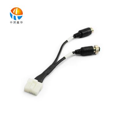 China Car One-to-Two To Car Line Adapter Car Wire Custom Automotive Wire Harness For Universal Car Video Camera Interface for sale