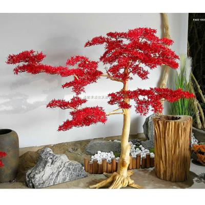 China Fiberglass Art Red Leaves Art Customized Own Design Factory Artificial Pine for sale