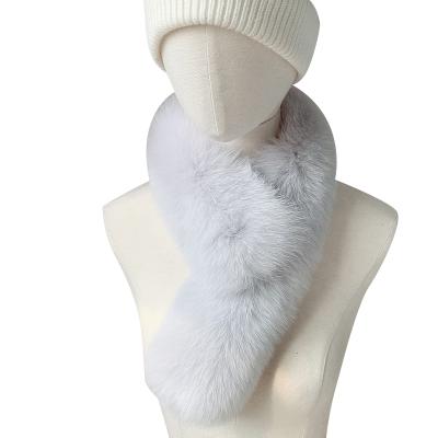 China Double Sided Real Wool Fox Fur Scarf Winter Medium Full Skin Long Fur Plush Bib Clip Female Wool Collar for sale