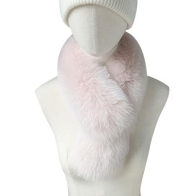 China Double Sided Real Wool Fox Fur Scarf Winter Medium Full Skin Long Fur Plush Bib Clip Female Wool Collar for sale