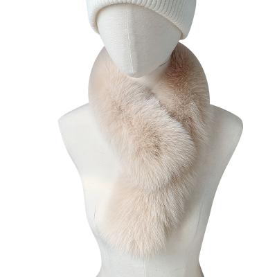 China Double Sided Real Wool Fox Fur Scarf Winter Medium Full Skin Long Fur Plush Bib Clip Female Wool Collar for sale