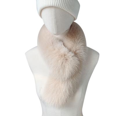 China Double Sided Real Wool Fox Fur Scarf Winter Medium Full Skin Long Fur Plush Bib Clip Female Wool Collar for sale