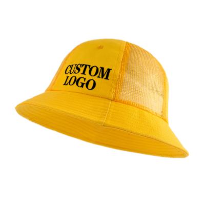 China Custom Kindergarten Character Children's Fisherman's Yellow Hat Logo Summer Baby Sunshade Baby Rope Mesh Dome Pool Basin Hat for sale