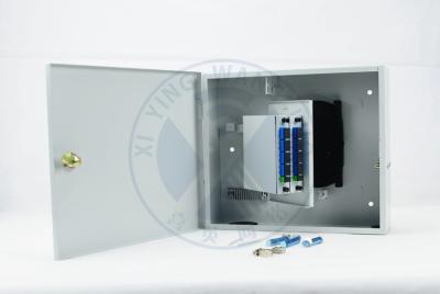 China Indoor Cold rolled steel(SPCC)  Wall Mounted Fiber Optic Distribution Box with 2*1:8  PLC Port SC for sale