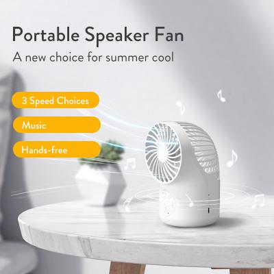 China Hotel 2 in 1 Speaker Fan Radio 5.0 Mini Multifunctional Speakers Portable Cool Music for Smartphone for sale