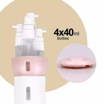 China Eco-Friendly Travel Dispenser 4-In-1 Travel Bottles Refillable Gel Soap Empty Sub-Bottle Shower Container Kit for sale