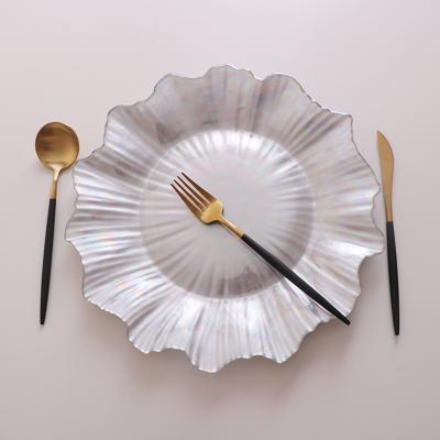 China Hot Sale Disposable New Arrival In Factory Price Current Cheap Custom Colors Design Silver Starburst Texture Dinner Wedding Charger Dish for sale