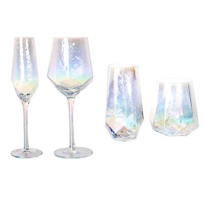 China New arrivals eco-friendly lead free and bead free crystal chandelier creative hammer set vintage champagne glass goblet in stock for sale