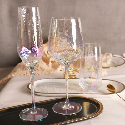 China Wholesale Phnom Penh Eco-friendly Creative Nordic Crystal Champagne Goblet Vintage Color Dazzle Pattern Hammer Glass for sale