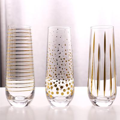 China Amazon Sale Factory Discount Price Eco-Friendly Hot Champagne Flute Heat Resistance In Stock Custom Spray Electroplate Painted Colors Decals for sale