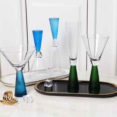 China Creative Plating Red Wine Cocktail Gold Base Stocked Gold Glass Wholesale Wine Glasses for Bars and Clubs for sale