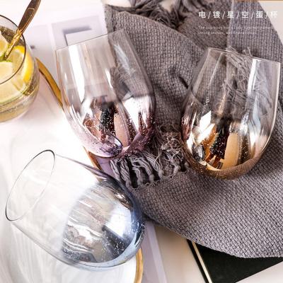 China Wholesale Creative Egg Shaped SJ Cup Glassware 530ml Household Dining Table Egg Cup Sky Starry Glass Eco-friendly Water for sale