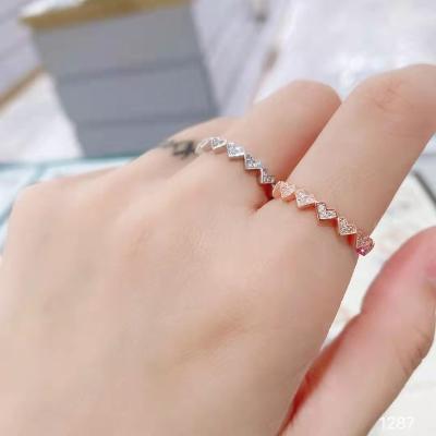 China Fashion Love Diamond Ring Fashion Accessories Fine Custom Rhinestone Women Stainless Gold Stainless Wedding Jewelry for sale