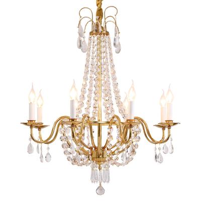 China European Modern Gold Led Hanging Light Ceiling Lights Crystal Pendant Light Brass French Luxury Lamp For Dining Room for sale