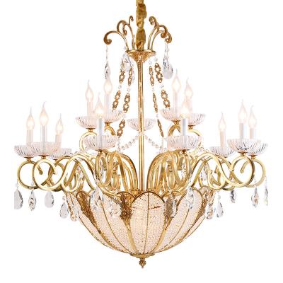 China European Classic French Luxury Brass Crystal Chandelier Ceiling Light Bedroom Dining Room Pendant Light for sale