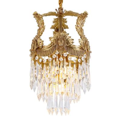 China European Luxury Crystal Island Hanging Light Fixture Lampara Colgante Pendant Lighting Lights For Kitchen for sale