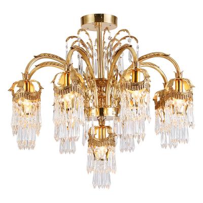 China Luxury French Style Brass Crystal Chandelier Art Deco Pendant Light Chandeliers for Living Room for sale