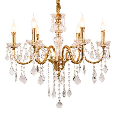 China European European Home Dining 6 A.M. Hanging Decorative Crystal Chandelier Luxury Pendant Lights Elegant Light Brass for sale