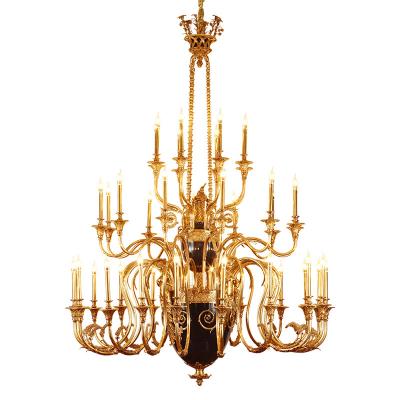 China 40 Lights Large European French Brass Lost Wax Chandelier Living Room Antique Lamp Casting High End Chandelier for sale