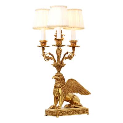 China Griffin Restaurant Antique Brass Lights European Baroque Gold Lamps Mid Century Table Lamp Luxury Centerpiece for sale