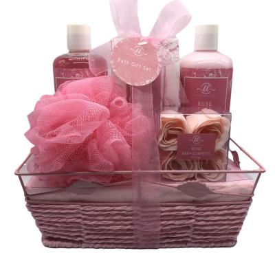 China Moisturizer Bath Gift Set Natural Organic Rose Bath Gift Basket Bath Set for sale