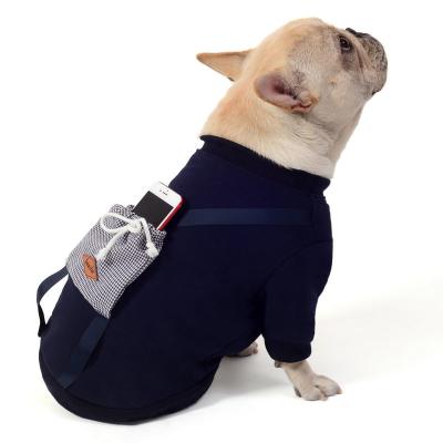 China Viable Qiqu Pet Apparel Maker Dog Clothing Pullover Amenities Sweatshirt With A Mobile Phone Bag for sale