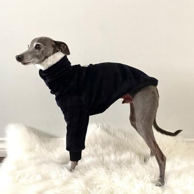 China Qiqu Pet Apparel Dog Clothes Italian Greyhound Medium Neck Length Black Shirt Viable With White Faux Fur Comfy Shirt for sale